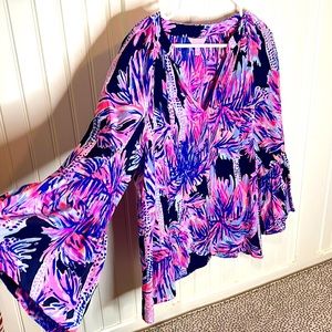 Lilly Pulitzer Beautiful Silk 3/4 Inch Sleeve Blo… - image 1